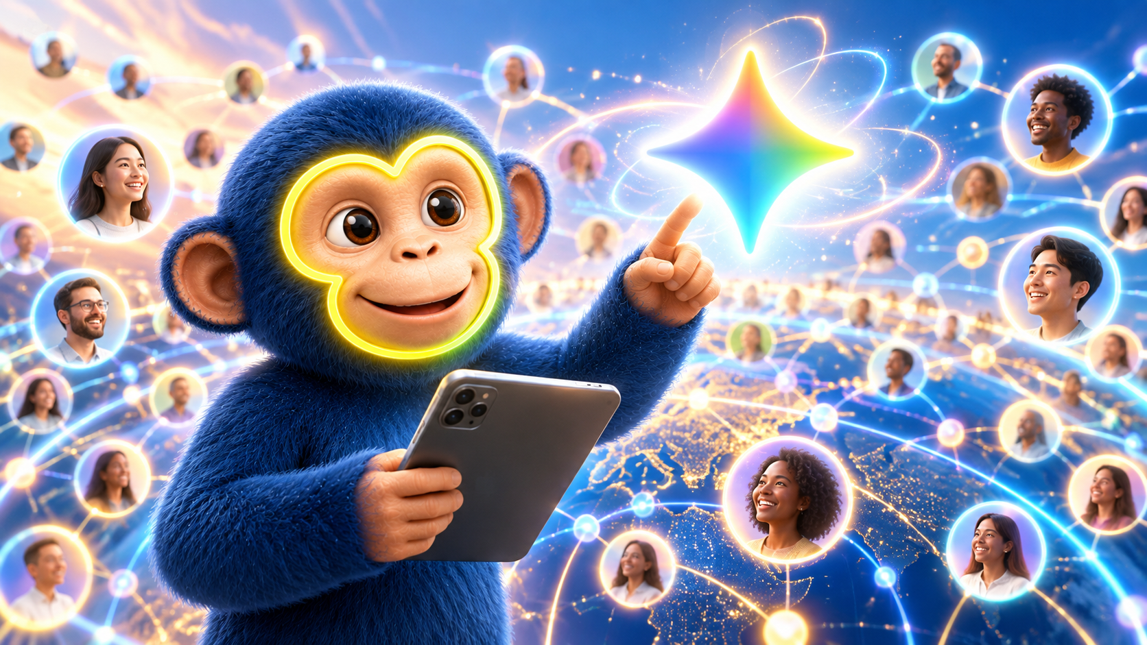 AI Monkey-illustration till artikeln: Gemini slår rekord: 1 miljard användare – så använder du kraften du redan har