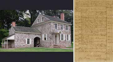 Washington’s stone winter headquarters beside a page from his handwritten account book