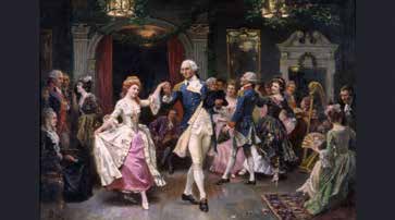 Painting of a dance at Continental Army winter headquarters