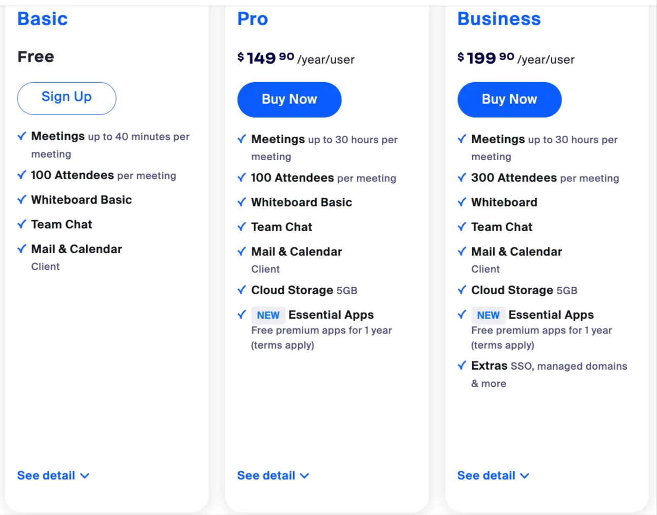 Zoom pricing tiers