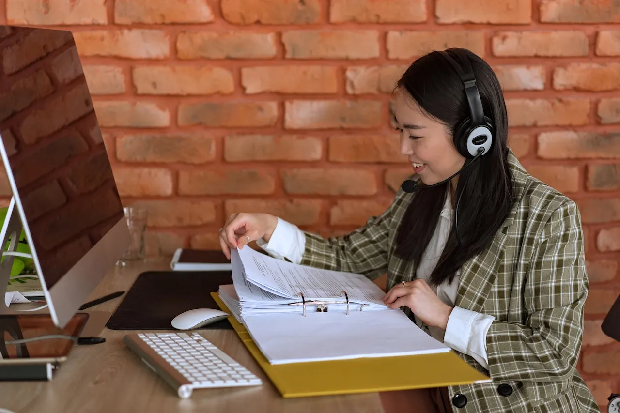 A data entry specialist organizes files
