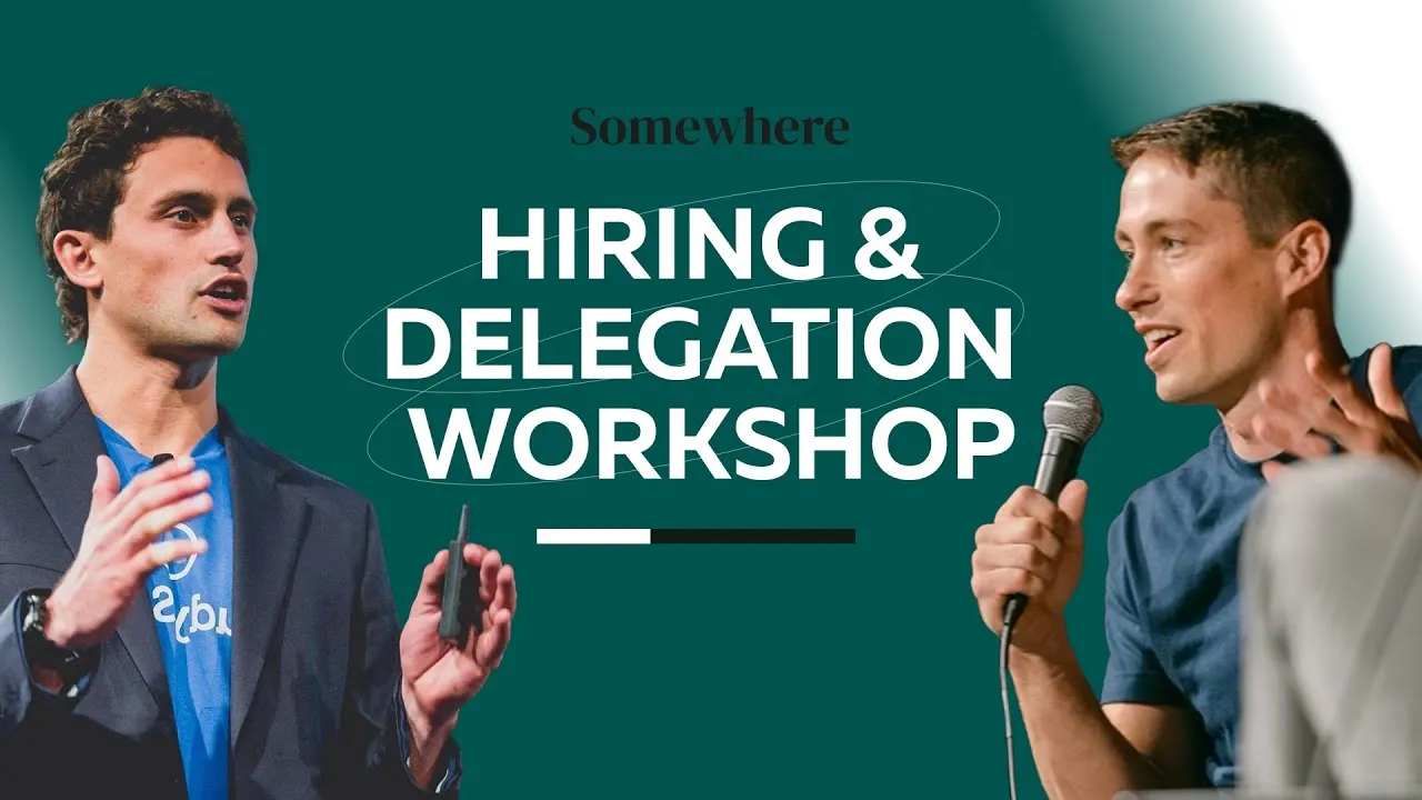 Nick Huber and Sieva Kozinsky discussing hiring and delegation strategies during Somewhere's workshop