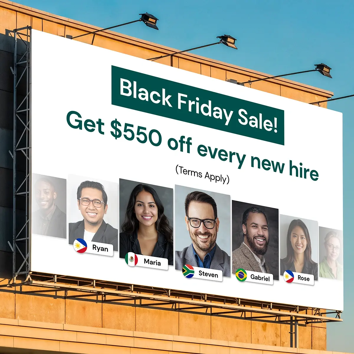Hire Talent for Black Friday! Get $550 off every new hire.