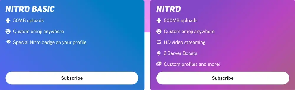Discord subscription tiers