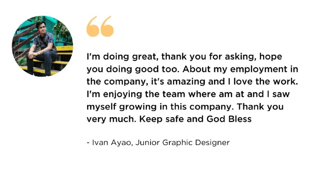 A testimonial from one of our successful hires