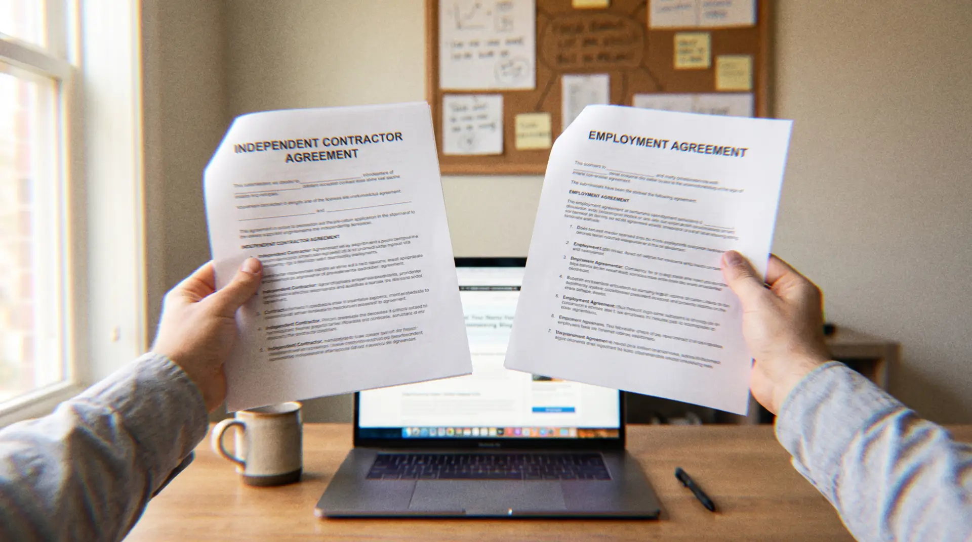 US employer comparing an independent contractor agreement and an employment agreement before hiring offshore talent, to avoid worker misclassification
