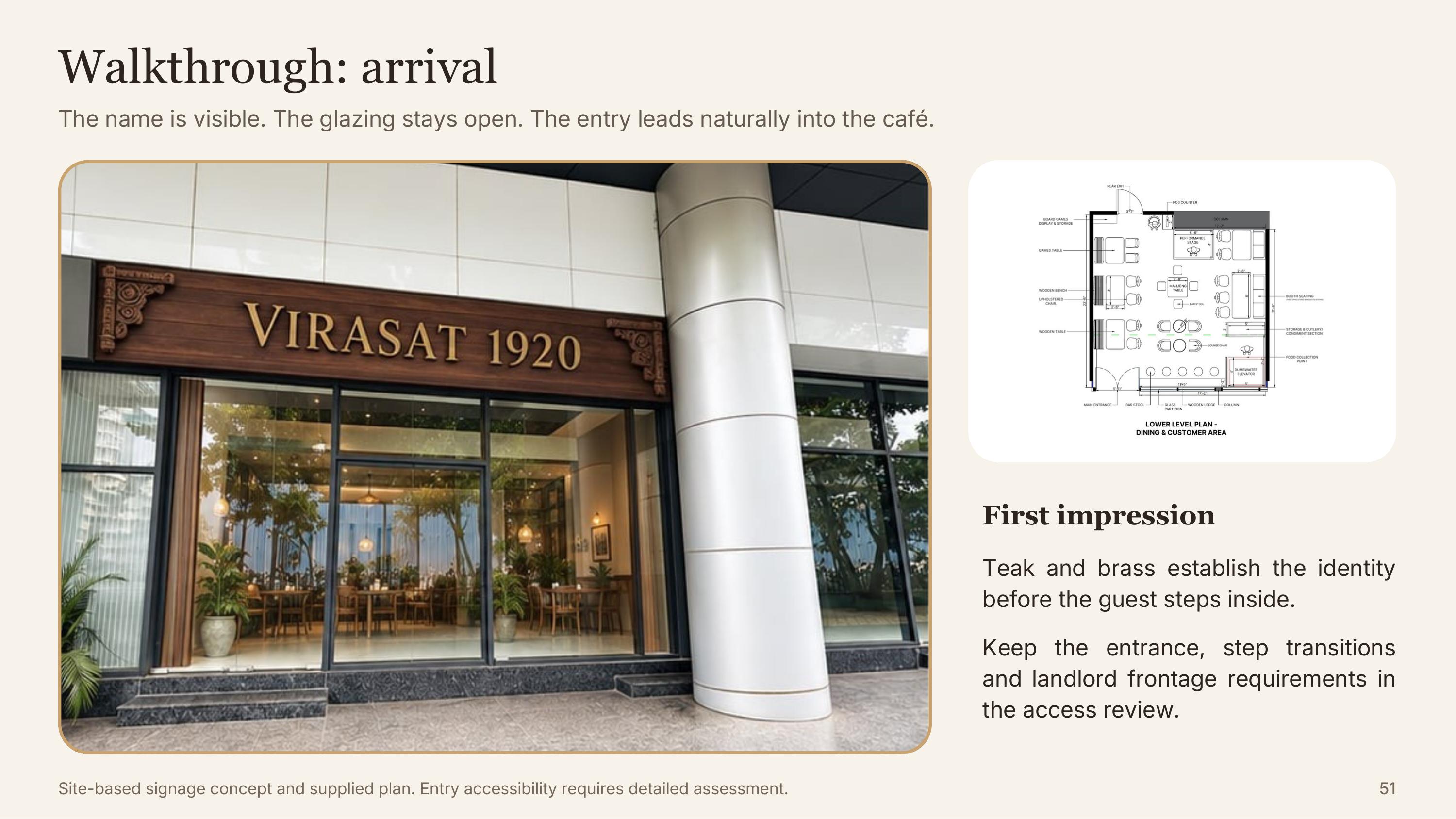 Exterior shopfront of Virasat 1920 with teak and brass signage on the real Pune frontage