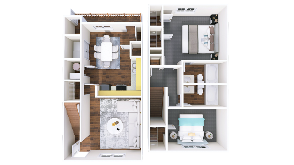 Two Bedroom Townhome floor plan layout