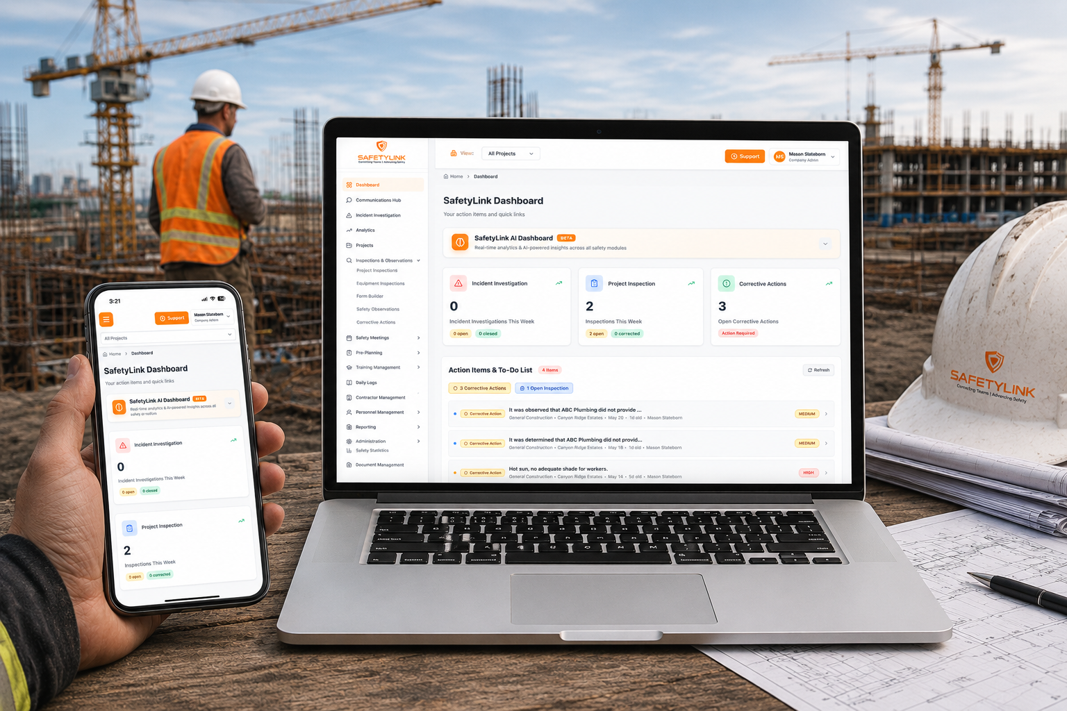 SafetyLink on laptop and phone