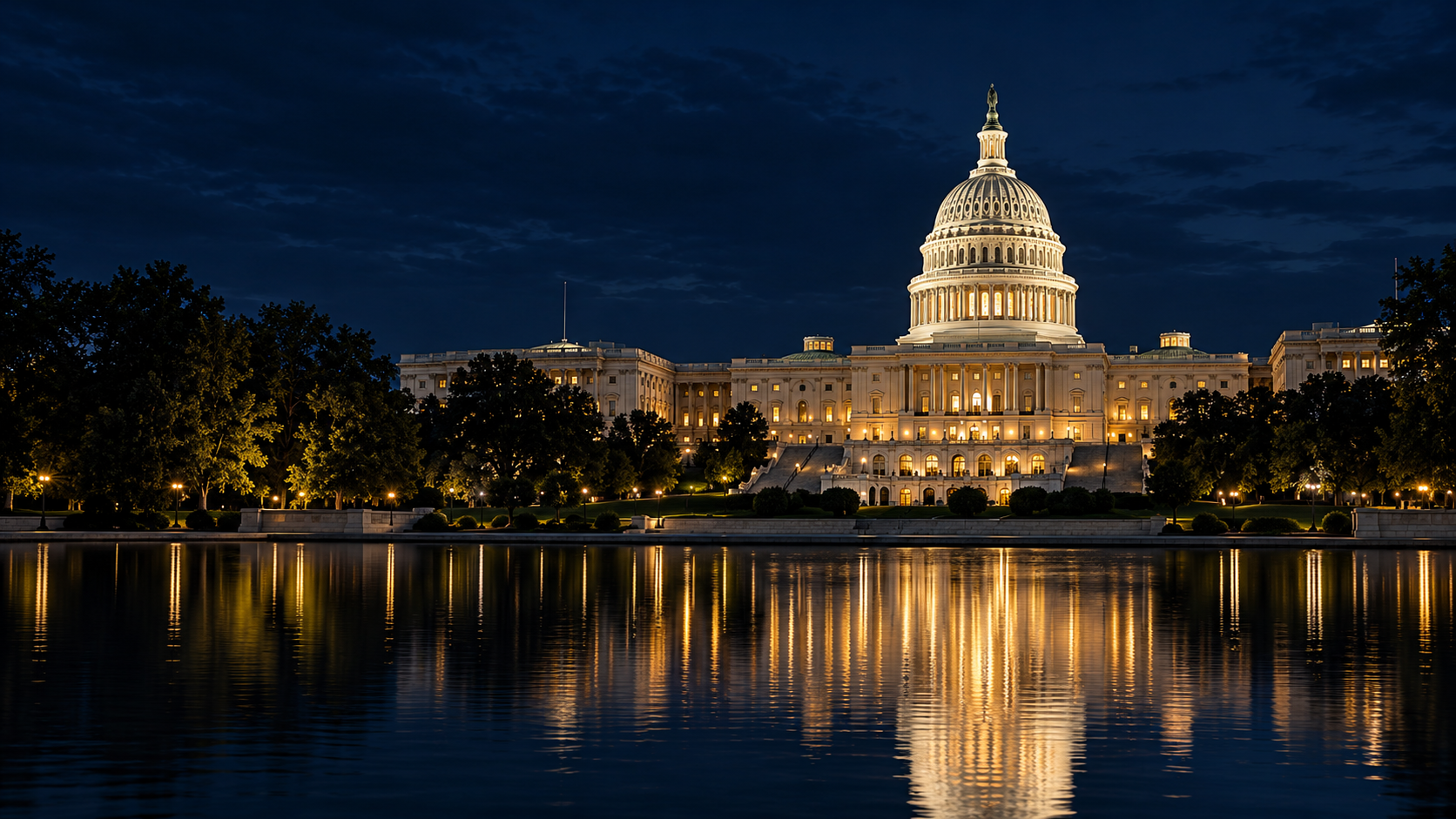 The United States Capitol at night, Washington DC