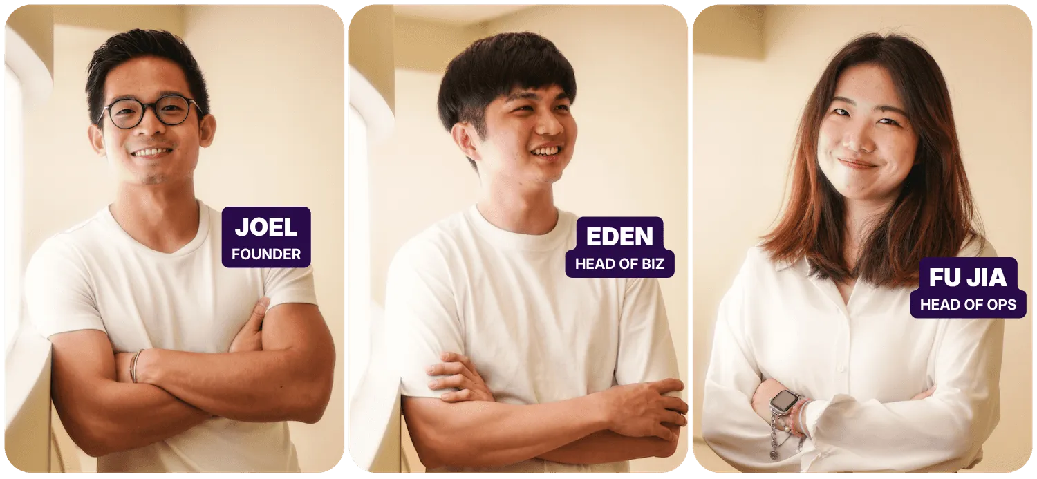 The IDLah team: Joel, Eden and Fu Jia