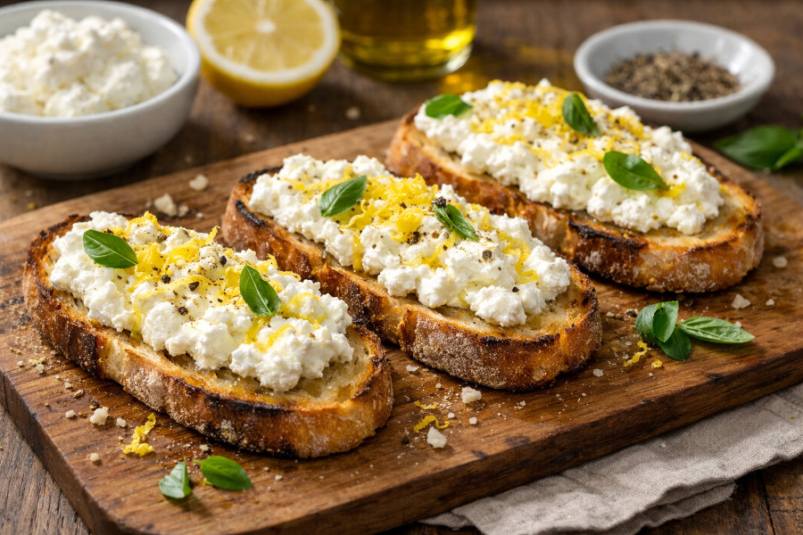 Bruschetta ricotta citron