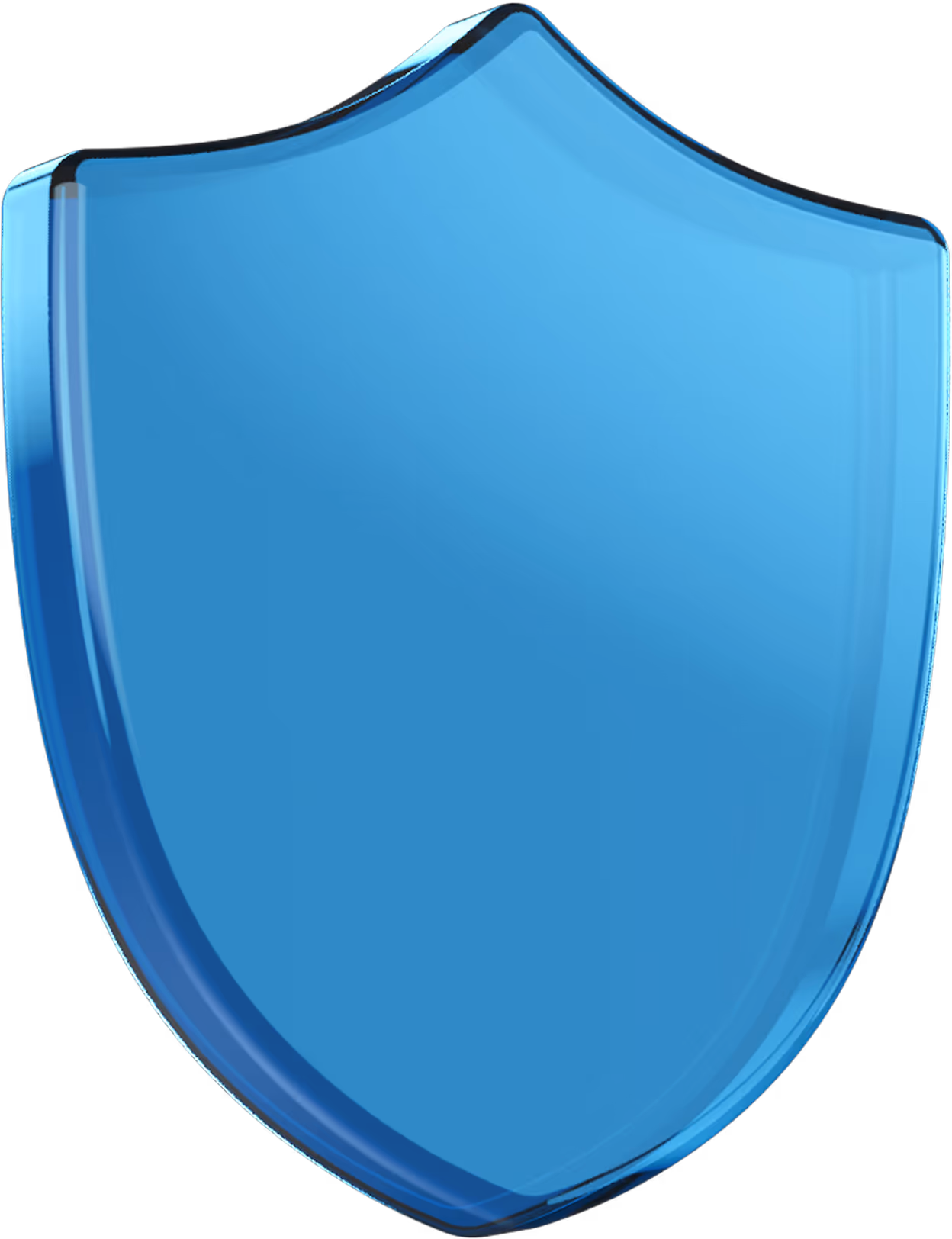 Glossy blue shield icon representing protection or security.