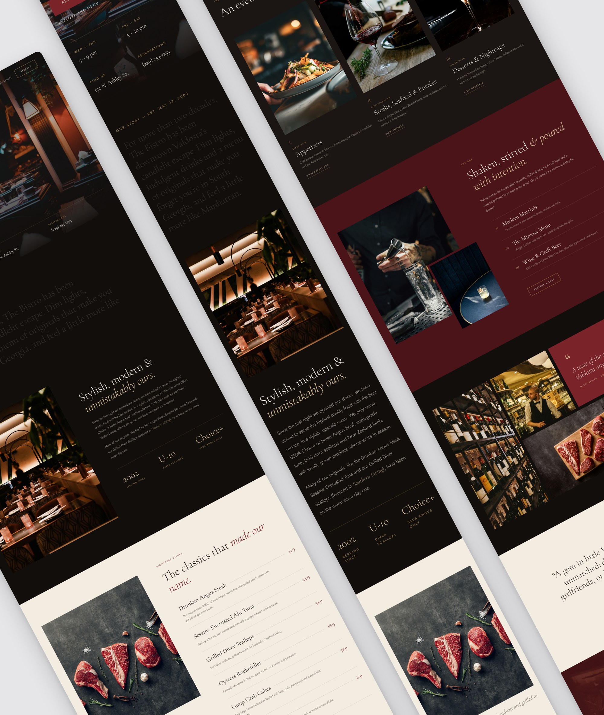 Desktop and mobile pages of The Bistro website concept