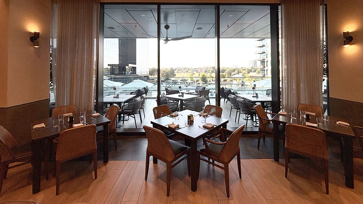Starmor commercial window tinting Arlington TX - 3M Ceramic 35 installation at hotel restaurant