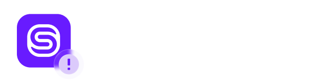 Purple app icon with stylized white 'S' and an exclamation mark in a small circle.
