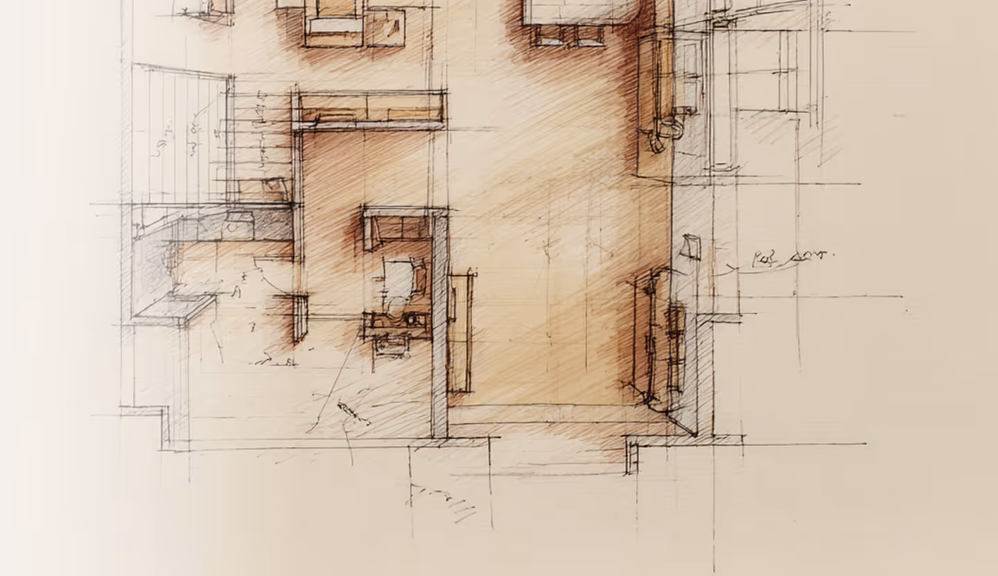 Plan d'architecte d'intérieur, croquis de conception