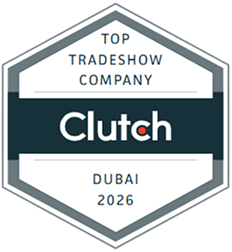 Clutch badge reading Top Tradeshow Company Clutch Dubai 2026