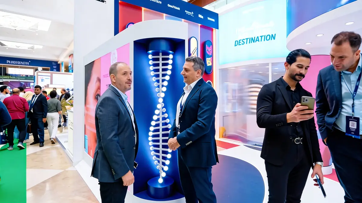 Visitors at the Arab Health 2025 stand with 3D medical content