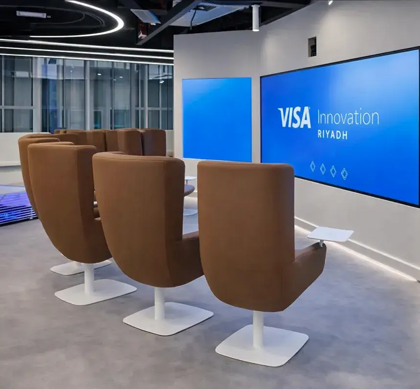 Visa Arabia Innovation Centre in Riyadh with AI-assisted screens