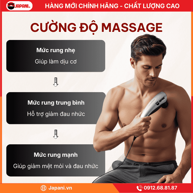 Cường độ rung của máy massage cầm tay cán dài JAPANI MCT-6303