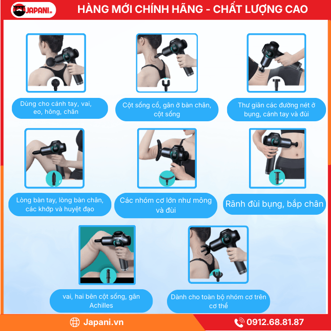 Máy massage cầm tay JAPANI VTT LF5 đa dạng đầu