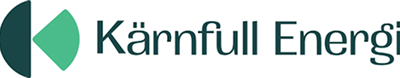 Kärnfull Energi company logo with a stylized green leaf and dark teal shape forming a circular design to the left of the text.