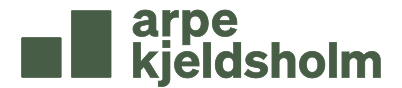 Arpe Kjeldsholm company logo with stylized bars on the left.