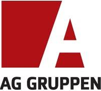 AG Gruppen logo with a stylized red square and a white letter A, and text AG GRUPPEN below.