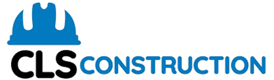 CLS Construction logo with a blue hard hat graphic above the letters CLS and the word CONSTRUCTION in blue.