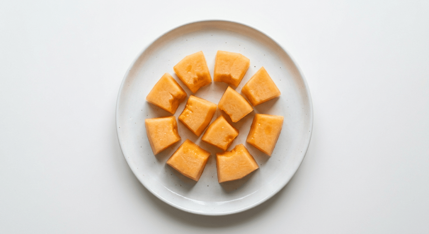 McDonald's Melon Chunks, a clear bag of fresh cut cantaloupe melon pieces