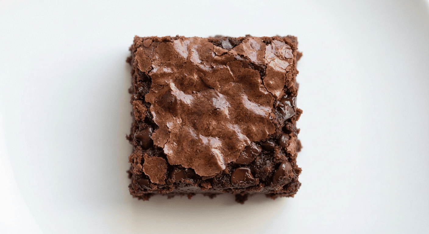 McDonald's Chocolate Brownie, a square brownie with a dense fudgy crumb and visible chocolate chunks
