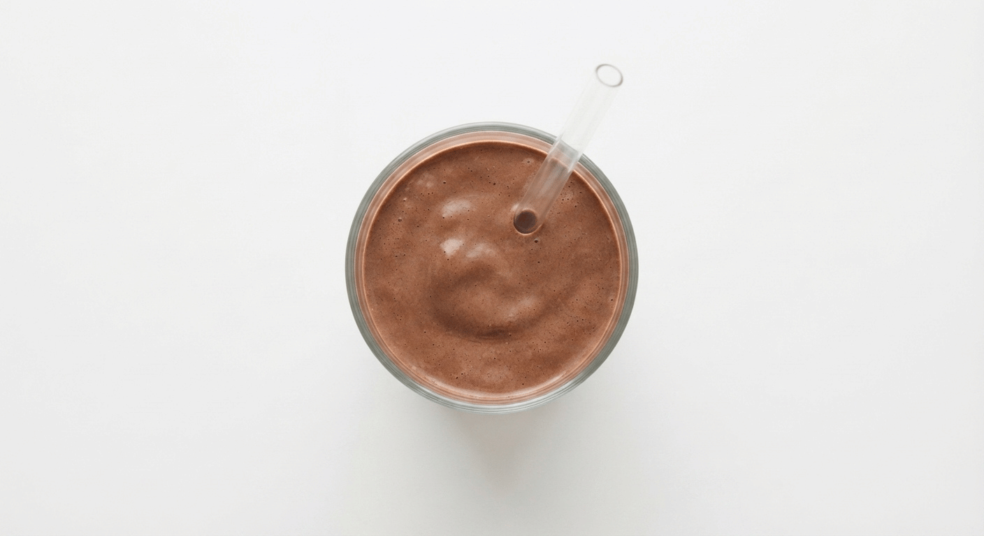 McDonald's Chocolate Milkshake, a thick brown shake in a clear cup with a straw