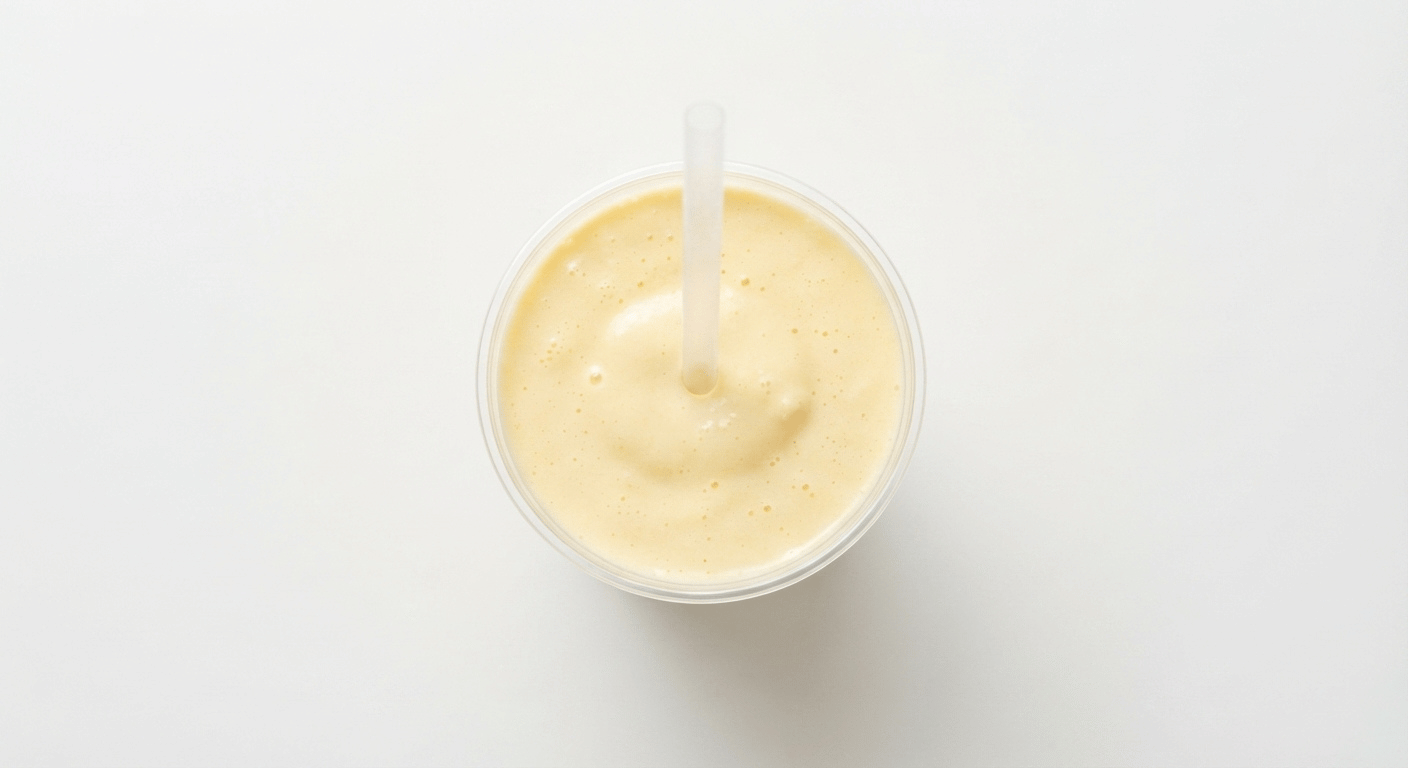 McDonald's Banana Milkshake, a thick pale yellow shake in a clear cup with a straw