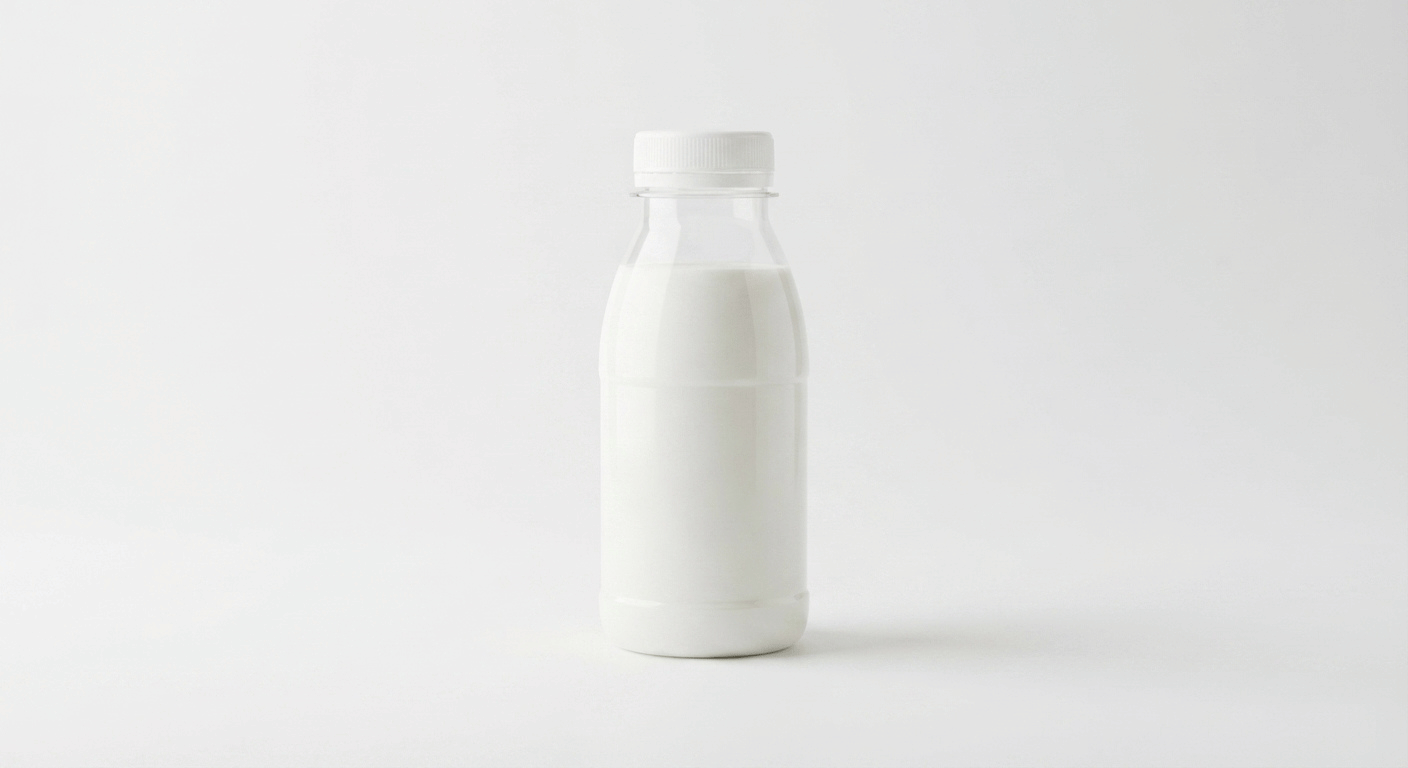 McDonald's Organic Milk, a small bottle of organic semi-skimmed milk