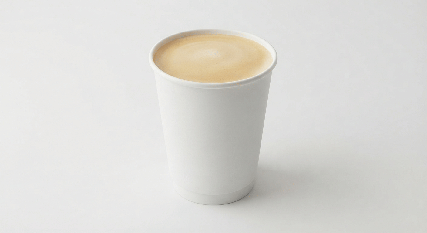 McDonald's Flat White with a smooth microfoam surface in a takeaway cup