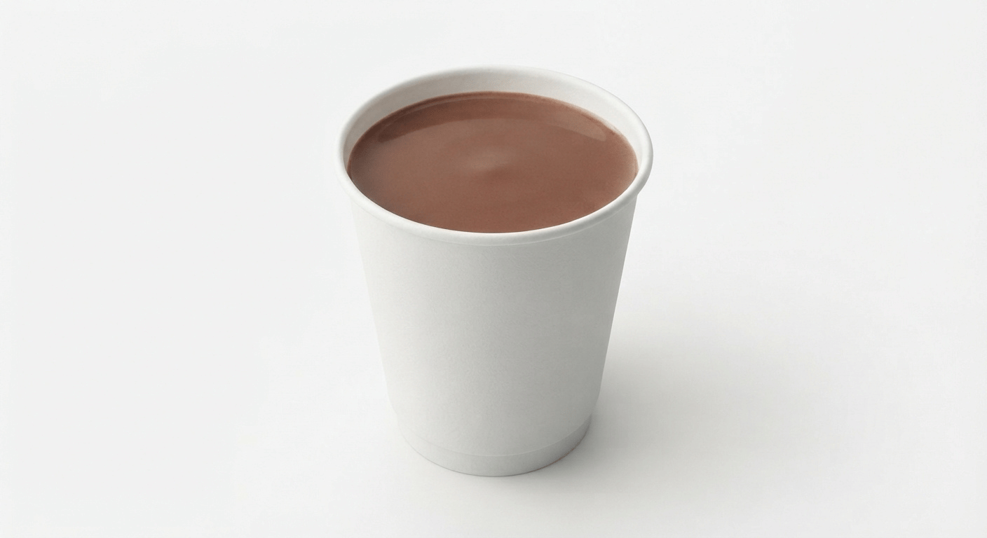 McDonald's Hot Chocolate in a takeaway cup with a smooth surface and no cream