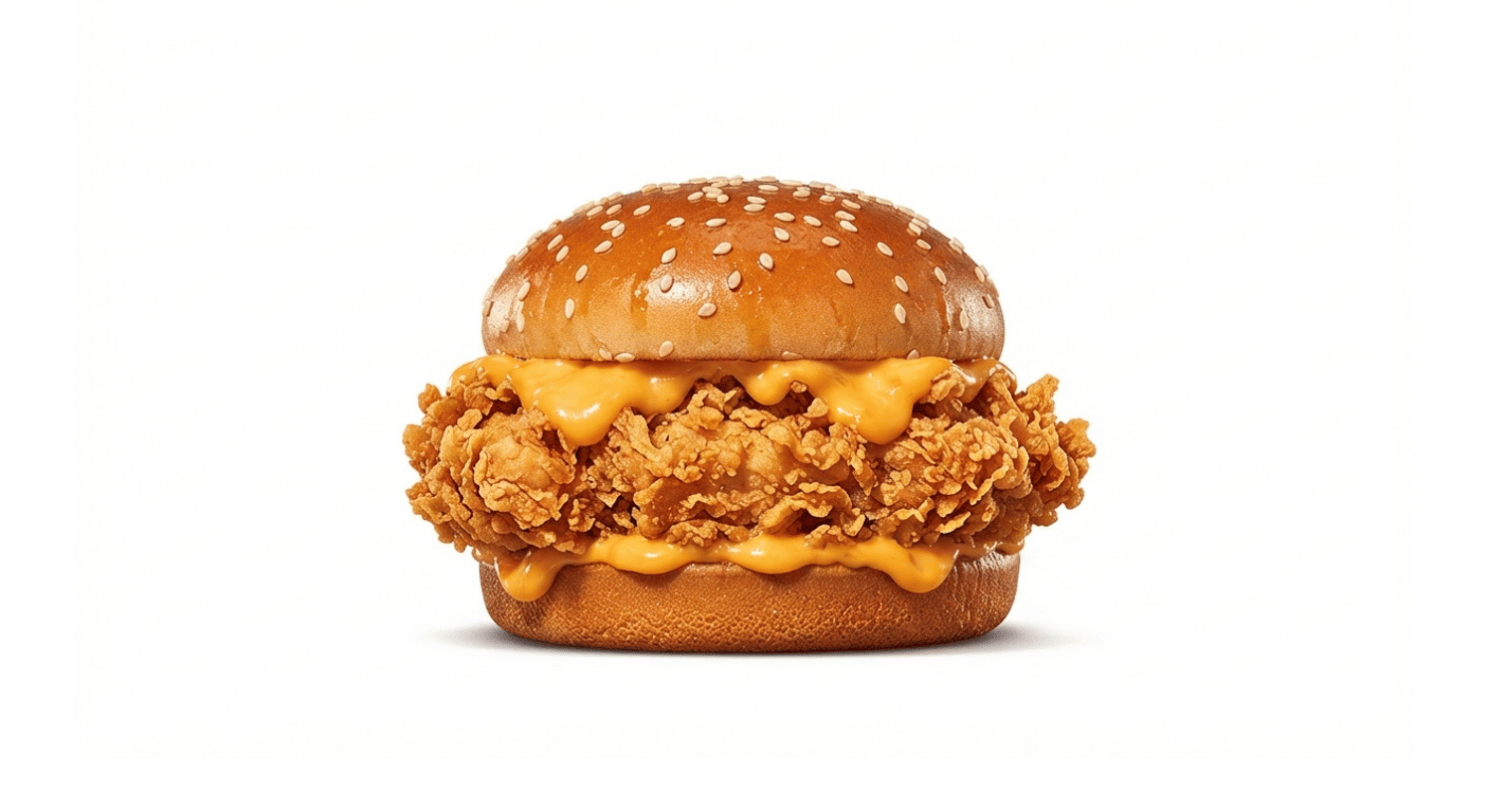 Burger King Classic Chicken Melt, breaded chicken fillet with melted cheese in a plain toasted bun