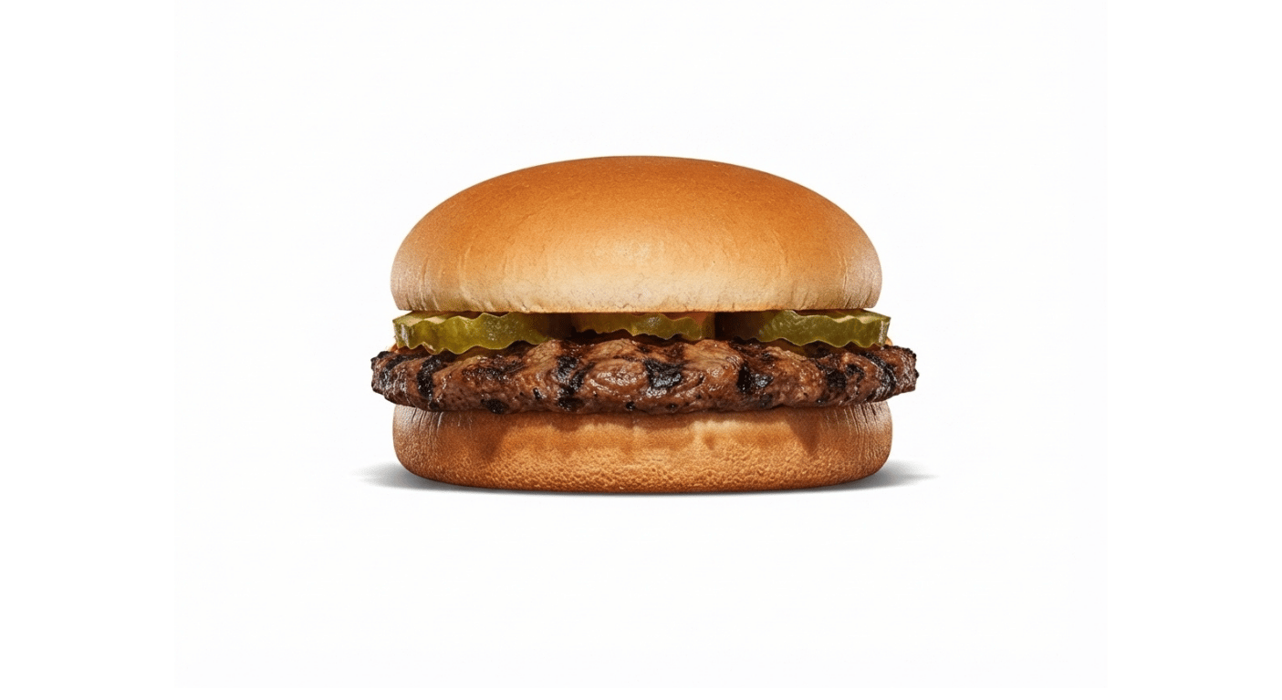 Burger King Kids Hamburger, child-sized plain beef hamburger in a plain bun