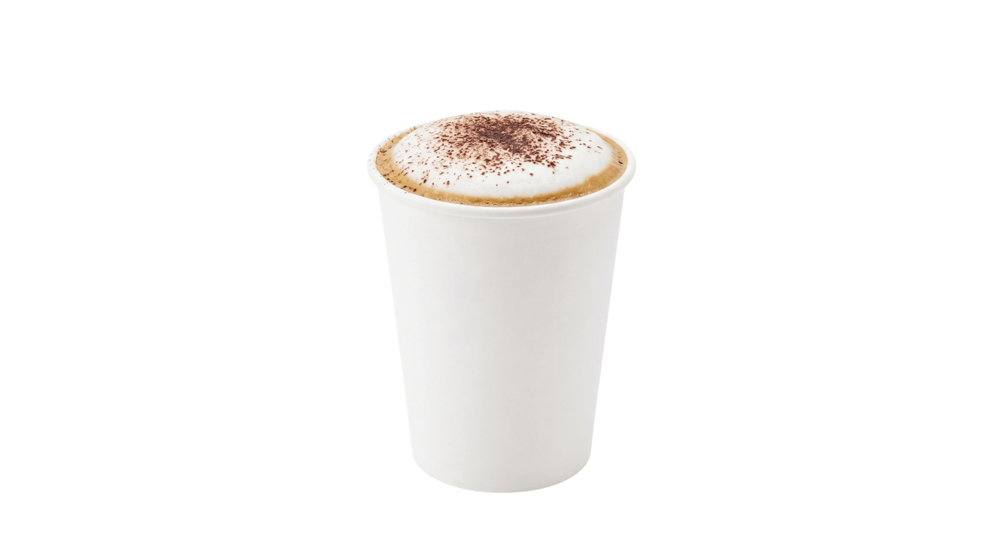 Burger King Cappuccino, cappuccino with a thick milk foam top in a takeaway cup