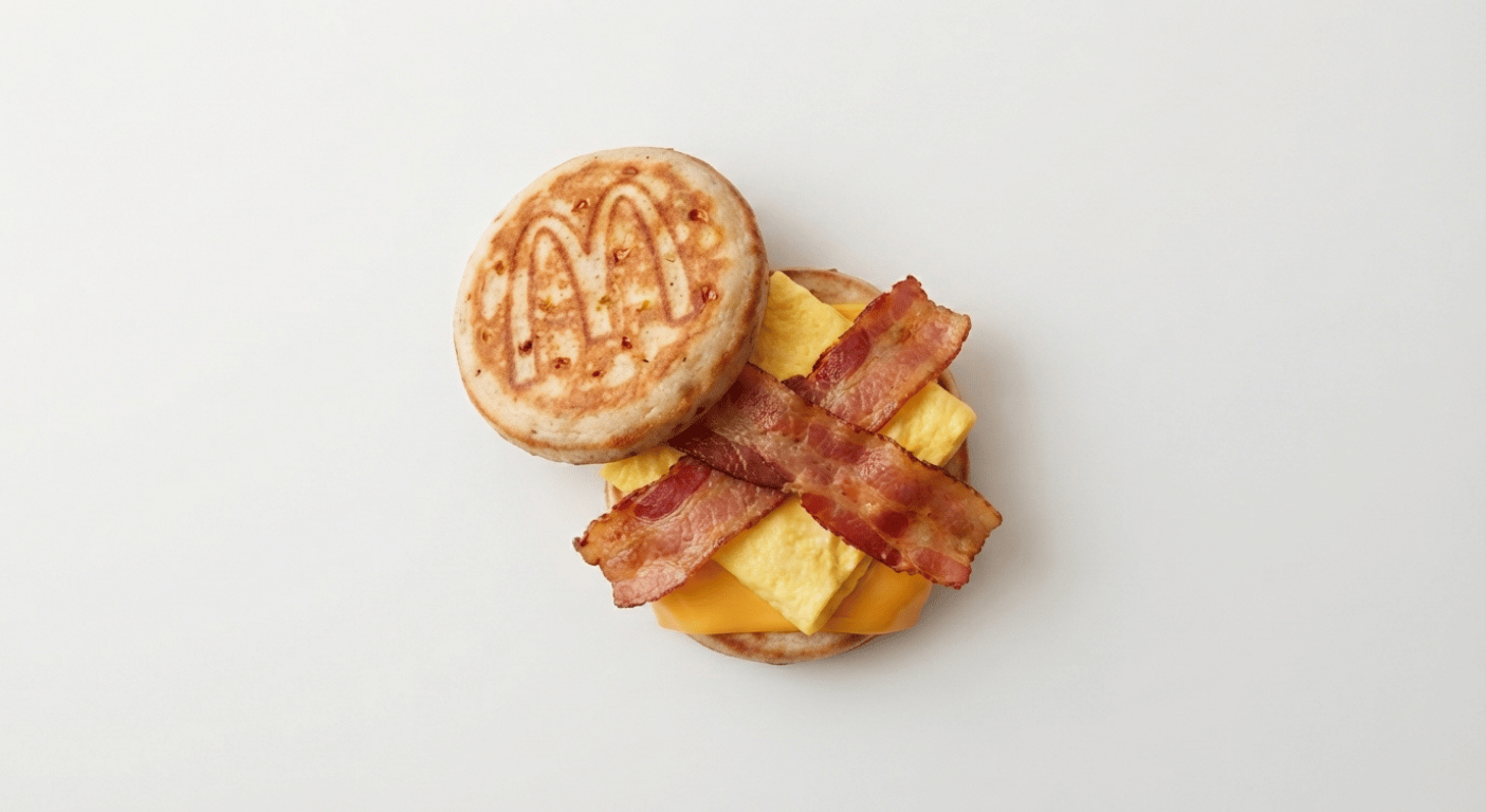 McDonald's US Bacon, Egg & Cheese McGriddles with folded egg, American cheese and bacon between maple griddle cakes