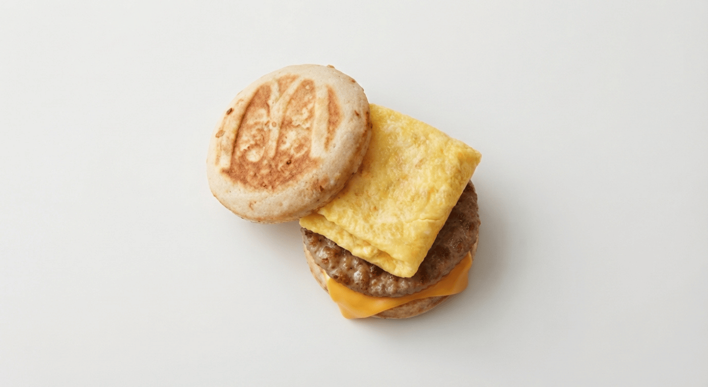 McDonald's US Sausage, Egg & Cheese McGriddles with sausage, folded egg and American cheese between maple griddle cakes