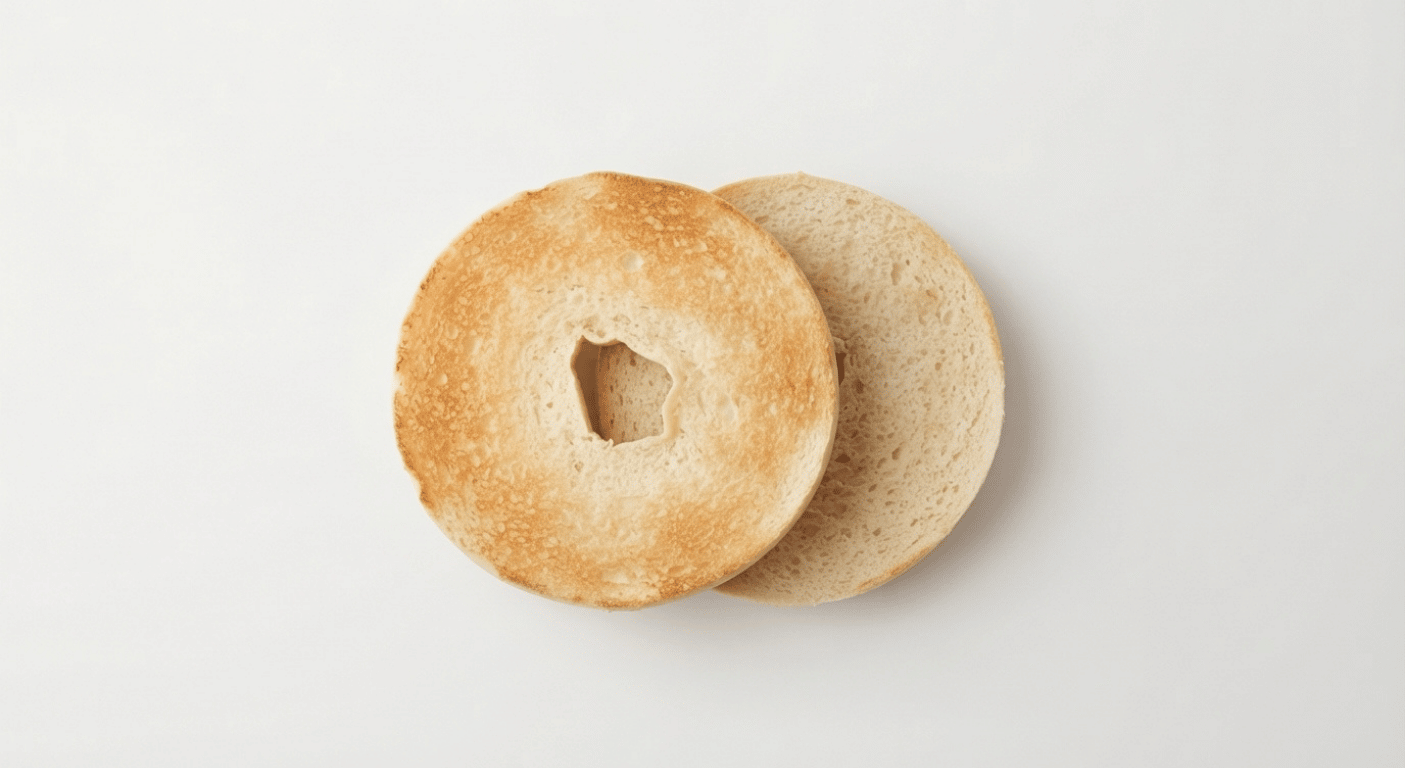 McDonald's US Plain Bagel, split and toasted, with both halves shown cut side up