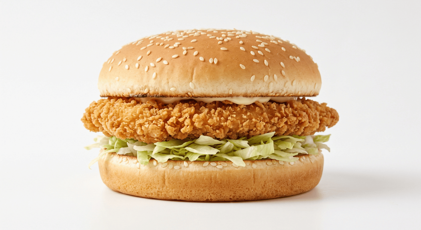 KFC Fillet Burger photographed from the side on a plain white background