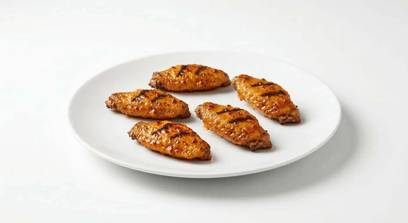 Nando's 5 Chicken Wings, flame-grilled PERi-PERi chicken pieces on a white plate, nutrition and calories