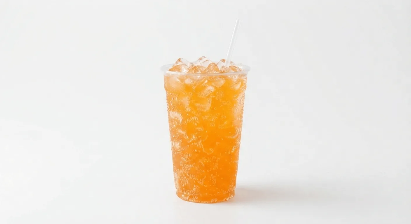 McDonald's Fanta Orange Zero, orange Fanta over ice in a clear cup with a straw, nutrition and calories
