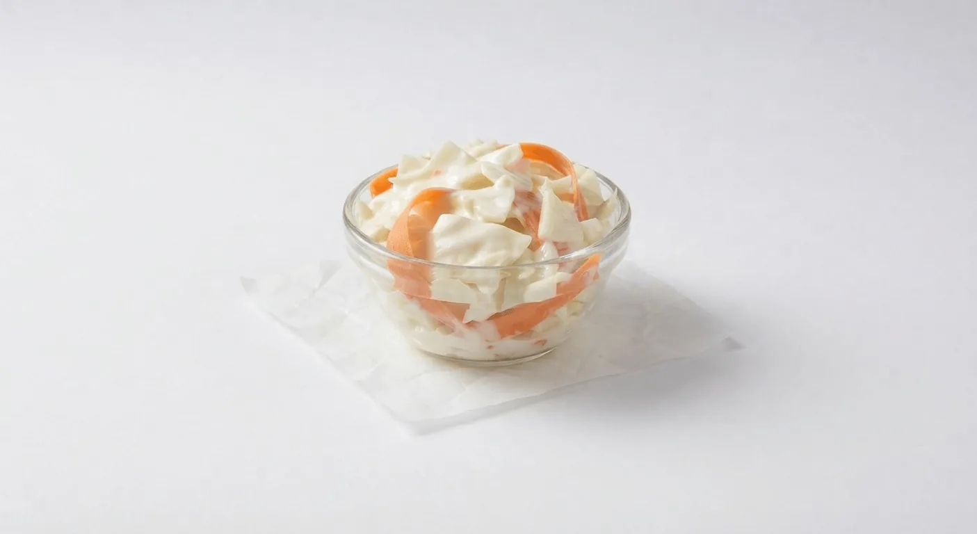 KFC Coleslaw (Regular), creamy coleslaw in a small glass bowl, nutrition and calories