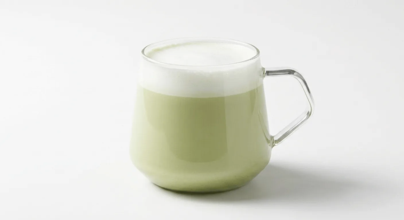 Starbucks Matcha Green Tea Latte (Short, Soya Milk), matcha green tea latte with milk foam in a glass mug, nutrition and calories