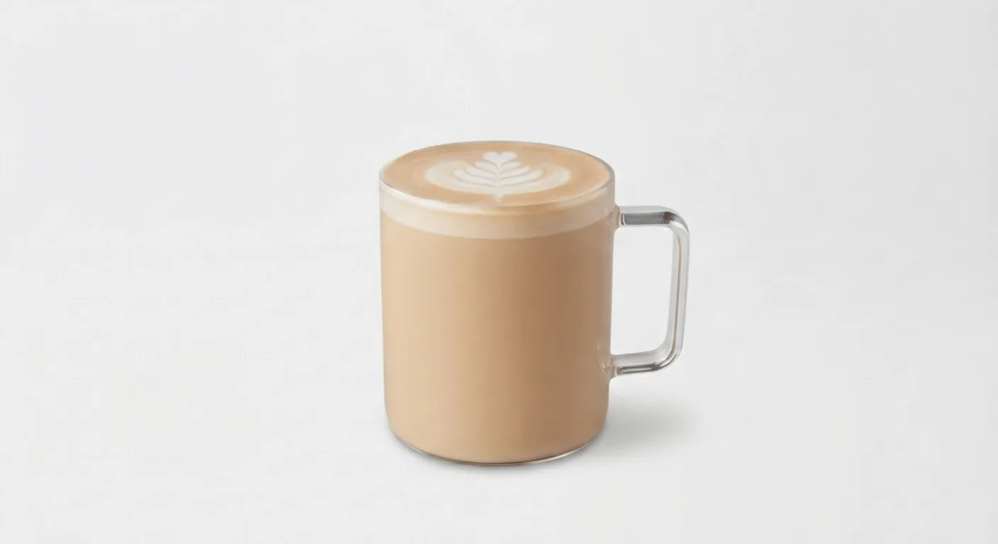 Starbucks Latte (Short), latte with latte art in a glass mug, nutrition and calories