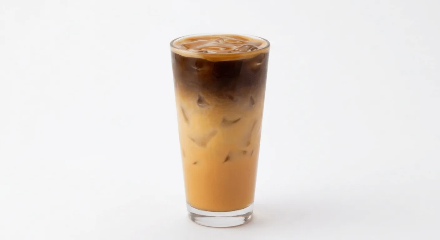 Starbucks Iced Pumpkin Spice Caramel Macchiato (Grande), layered iced caramel macchiato with espresso over milk and ice in a clear glass, nutrition and calories